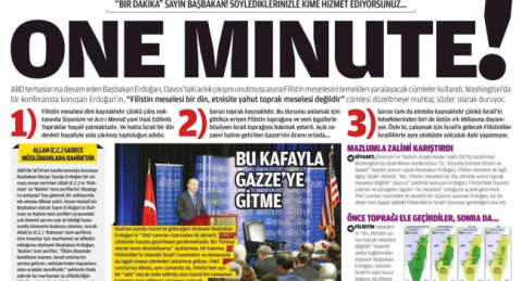Milli Gazete'den Erdoğan'a 'one minute'!