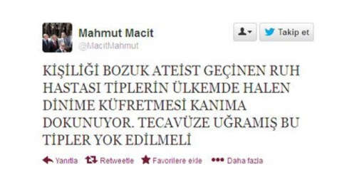 AKP'li Macit: Ateistler yok edilmeli