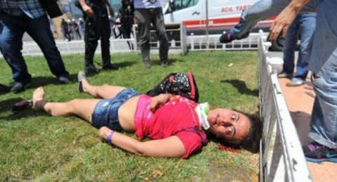 Taksim'de turist kadın yaralandı