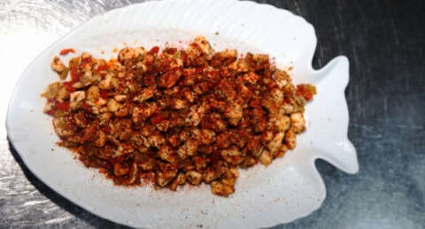 Deniz levreğinden balık kokoreç