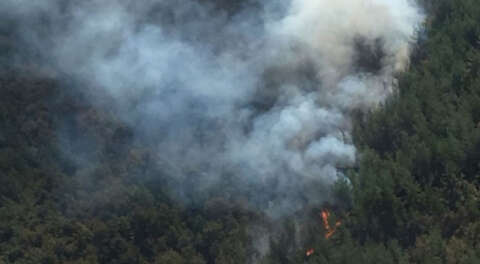 Orhaneli'deki orman yangınına havadan müdahale