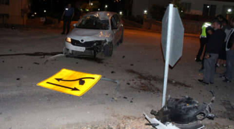 İnegöl'de otomobil şarampole devrildi; 2 yaralı