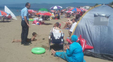 Gemlik sahillerindeki çadırlara müdahale