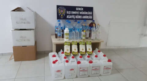 Gemlik'te 160 litre sahte içki ele geçirildi; 1 gözaltı