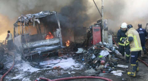 Orhangazi'de hurda tesisinde yangın