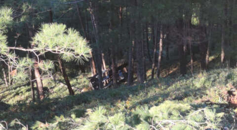 İş makinesi şarampole yuvarlandı; 1 yaralı