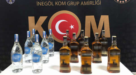İnegöl'de sahte ve kaçak içki operasyonu