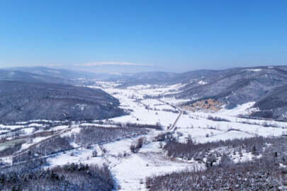 Bilecik-Bursa arasında muhteşem kar manzarası