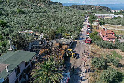 Mudanya'da boya dolum deposunda yangın