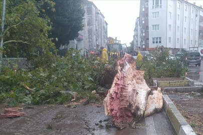 Bursa'da yarım saat etkili olan şiddetli yağış ve rüzgar yaşamı felç etti