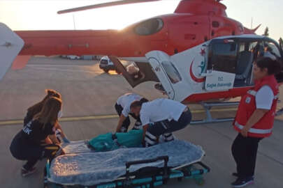 Ambulans helikopter yanık tedavisi gören çocuk için havalandı