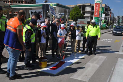 Bursa ve çevre illerde 'Hayata saygı duruşu' için yaya geçitleri kırmızıya boyandı
