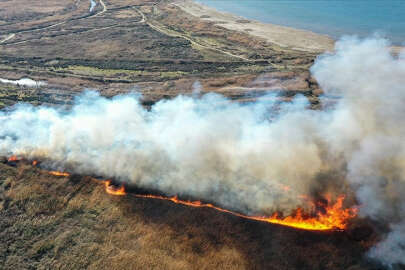 İznik Gölü çevresindeki sazlık alanda yangın
