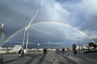 Mudanya'da muhteşem gökkuşağı manzarası