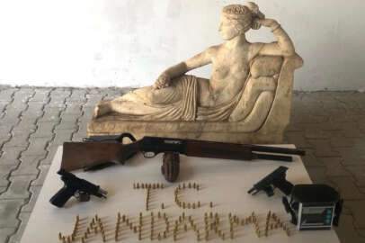 İnegöl'de 1 ton ağırlığında mermer kadın heykeli ele geçirildi