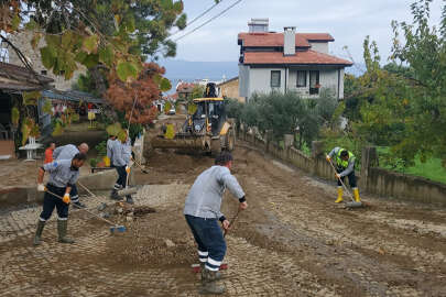 Şiddetli yağışın neden olduğu selin vurduğu Tirilye'de yaralar sarılıyor