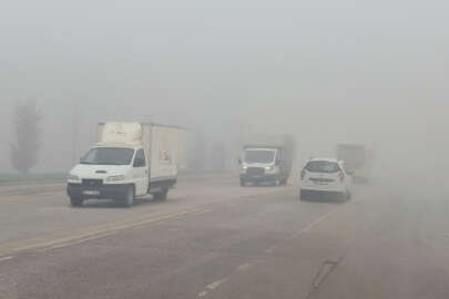 İnegöl'de bazı yollarda yoğun sis etkili oldu