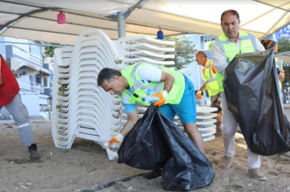 Sorumsuz vatandaşlar örnek alsın; Belediye başkanları sahilleri temizliyor