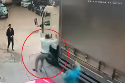 Bursa'da faciaya kıl payı; Hareket eden kamyona atlayarak el frenini çekti