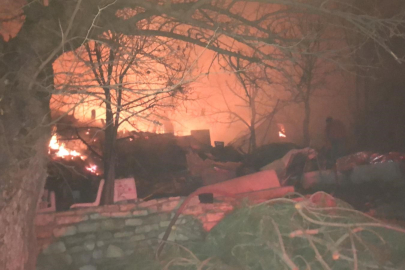 Bursa'da ahşap ev alev alev yandı, mahsur kalan 2 kişi kurtarıldı