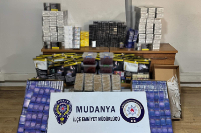 Mudanya'da yüklü miktarda kaçak tütün ürünleri ele geçirildi