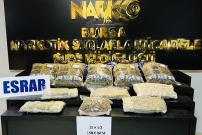 Bursa’da uyuşturucu operasyonu; 15 kilo esrar ele geçirildi