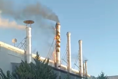 Bursa'da fabrika bacasında yangın çıktı