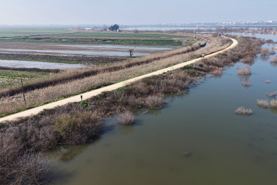 Karacabey'de çiftçiler yeni sezon ekimleri için suların çekilmesini bekliyor