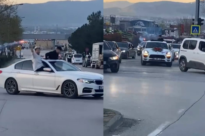 Bursa'da düğün konvoyu tehlike saçtı