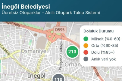 İnegöl’de ücretsiz otoparkların anlık doluluk oranı artık cebinizde