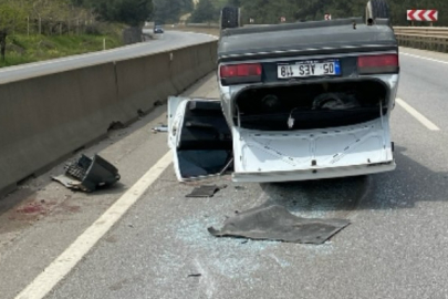 Takla atan otomobilde 1 ağır 2 kişi yaralandı