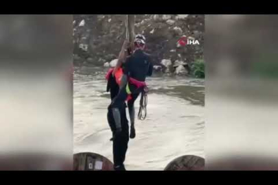 Dereyi traktörle geçmek isterken faciadan dönüldü