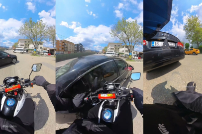 Bursa'da motosiklet otomobile çarptı! O anlar kask kamerasında...