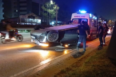 Osmangazi’de trafik kazası: Otomobil takla attı, 1 yaralı