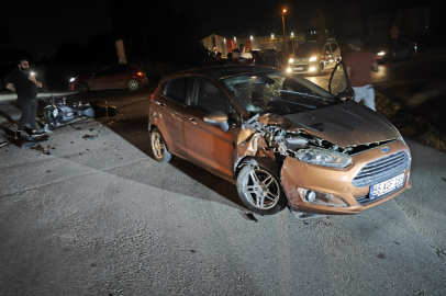 İnegöl'de otomobil ile çarpışan motosiklet sürücüsü ağır yaralandı