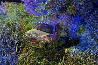 Bursa'da otomobil tarlaya uçtu