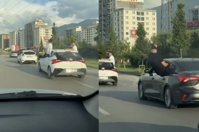 Bursa'da düğün konvoyunda tehlikeli yolculuk
