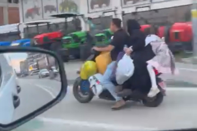 Bursa'da elektrikli scooter üzerindeki tehlikeli yolculuk