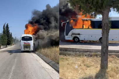 Bursa'da servis otobüsü küle döndü