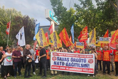 Bursa'da NATO Zirvesi protestosu: "Emek, barış ve demokrasi için NATO'ya hayır"