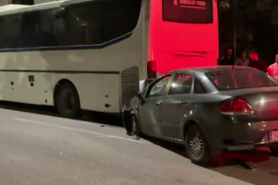 Bursa'da alkollü sürücü önce duvara sonra otobüse çarptı