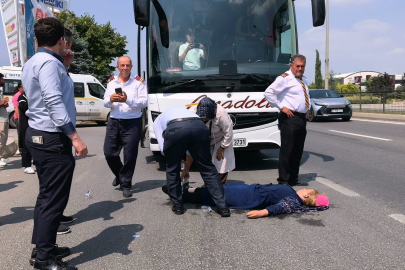 Yolcu otobüsünün çarptığı kadın ağır yaralandı
