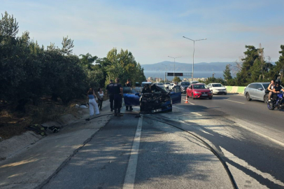 Bursa'da araç yangını zeytinliğe sıçramadan söndürüldü