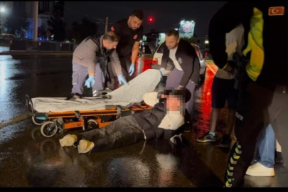 Kaza yapan motosikletlinin rahatlığı dikkat çekti